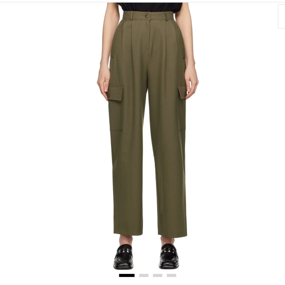 The Frankie Shop Maesa Olive Pleated Hi- Rise Cargo Trousers, Small - Picture 3 of 13